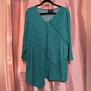 Chico's Teal Striped Tunic Top